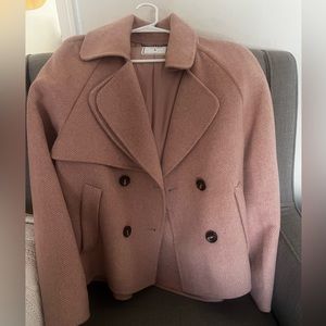 🧥 EUC Size Small Belle & Bloom Blush Wool Blend Double Breasted Peacoat.